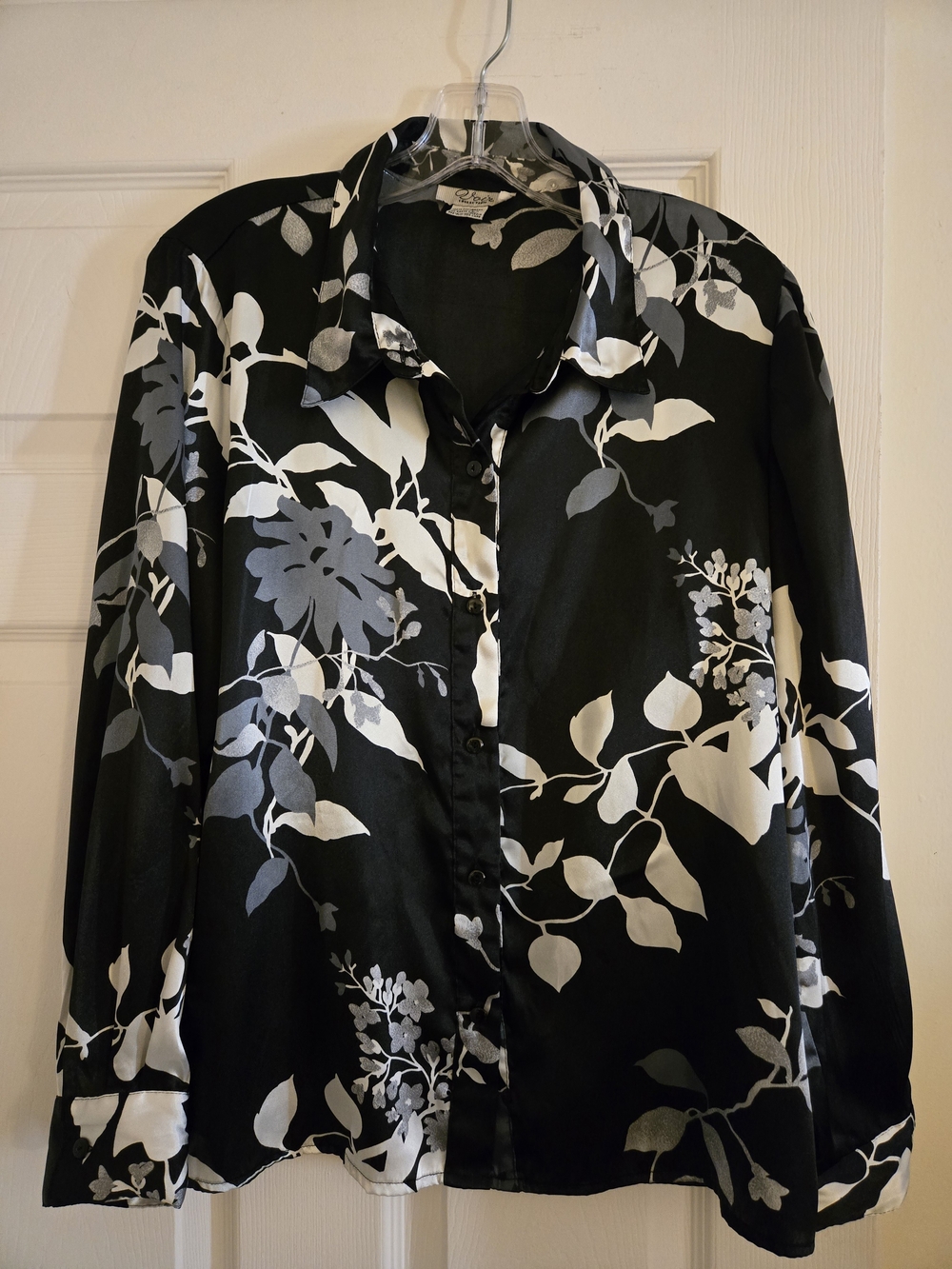 Black Floral Button-Up Blouse